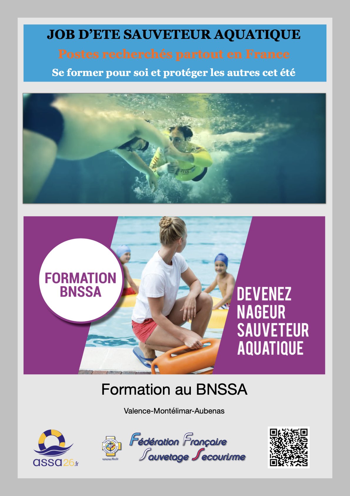 Devenir nageur sauveteur BNSSA en Drôme Ardèche formation ASSA26